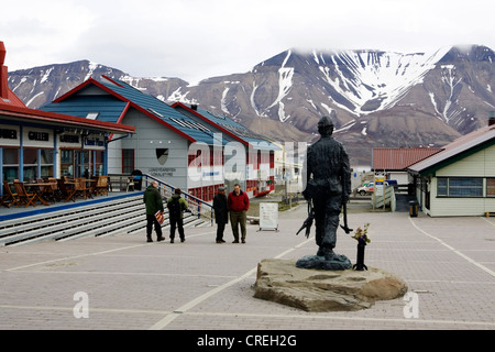 Il minatore statua a Longyearbyen, Norvegia Isole Svalbard Foto Stock