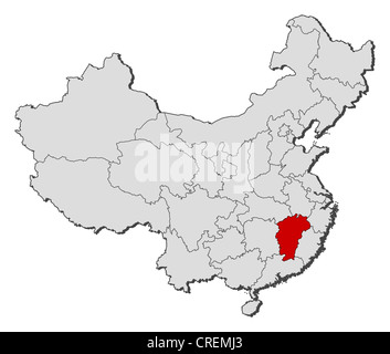 Mappa politica della Cina con le diverse province dove Jiangxi è evidenziata. Foto Stock