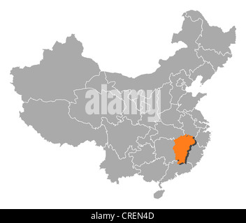 Mappa politica della Cina con le diverse province dove Jiangxi è evidenziata. Foto Stock