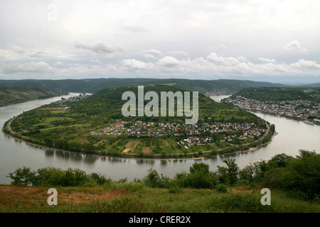 A meandro del Reno vicino a Boppard e Filsen, in Germania, in Renania Palatinato, Boppard Foto Stock