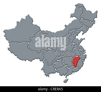 Mappa politica della Cina con le diverse province dove Jiangxi è evidenziata. Foto Stock