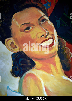 Pittura d'epoca di una donna raggiante e sorridente. C. 1940s anni '50. Foto Stock