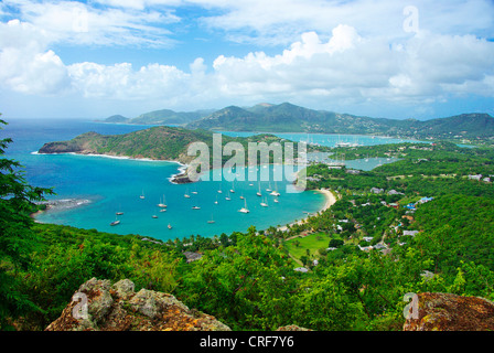 Isola Leewards; Isole Sottovento; Shirley Heights; English Harbour; Falmouth Harbour, Antigua e Barbuda, Mar dei Caraibi Foto Stock