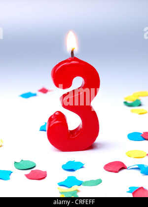 Compleanno-anniversario candele mostra Nr. 3 Foto Stock