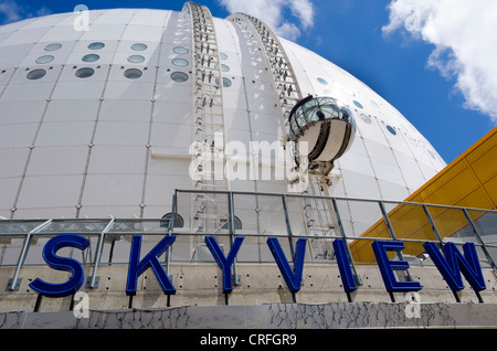 Vista del cielo a Globen, Stoccolma, Svezia Foto Stock