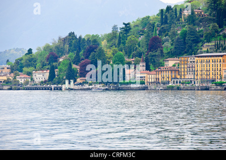 Tremezzo di fronte a Bellagio,in traghetto, Ville, Giardini,destinazione popolare in estate,Lago di Como,laghi italiani,Italia Foto Stock