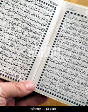 La religione islam, il Corano, i caratteri arabi in un Corano, arabo, arabo,  Araba, mondo arabo, script, Script, sura, sura Foto stock - Alamy