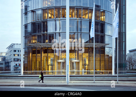 Dettaglio di RWE-torre, edificio più alto della regione della Ruhr, in Germania, in Renania settentrionale-Vestfalia, la zona della Ruhr, Essen Foto Stock