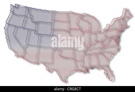 Mappa politica degli Stati Uniti con i diversi Stati membri. Foto Stock