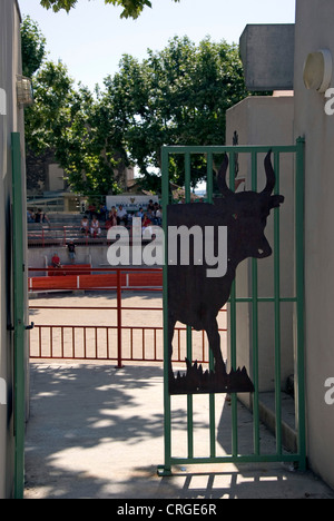 Ingresso all'arena dei tori areni Albert Laty, Francia Provenza, Piano d'Orgon Foto Stock