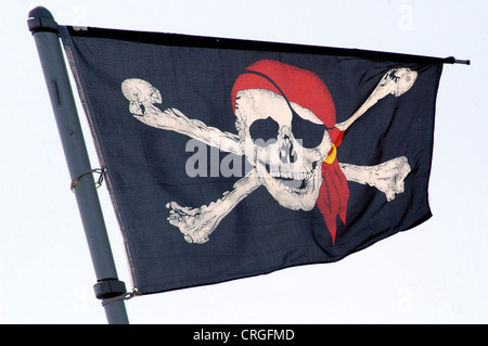 Nero bandiera pirata Foto Stock