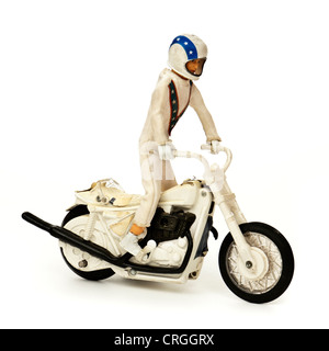 A partire dagli anni settanta Evel Knievel figura e stuntbike giocattolo dall ideale Foto Stock