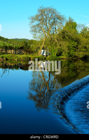 Newby Bridge, Inghilterra - Maggio 26th, 2012: Vista della pescaia sul fiume Leven, Parco Nazionale del Distretto dei Laghi Cumbria Inghilterra. Foto Stock