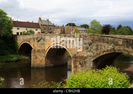 Ponte medievale sul fiume Coquet a Felton, Northumberland. Foto Stock