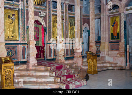 Interno della chiesa del Santo Sepolcro di Gerusalemme , Israele Foto Stock