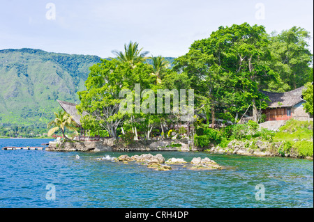 Isola di Samosir nel Lago Toba, Sumatra Foto Stock