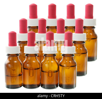 Bottiglie di olio per massaggi Foto Stock