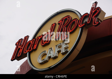 Segno sopra l'Hard Rock Cafe store in Orlando Foto Stock