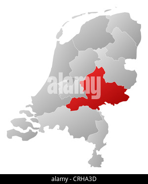 Mappa politico dei Paesi Bassi con i vari Stati in cui Gelderland è evidenziata. Foto Stock