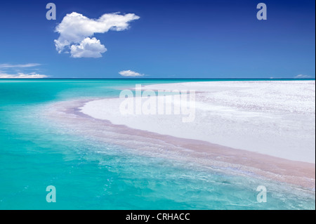 Litorale di Fort George Cay, un'isola disabitata. Isole Turks e Caicos. Foto Stock