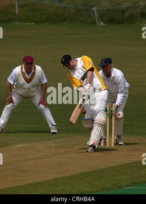 Battitore a giocare un colpo, Bude, Cornwall, Regno Unito Foto Stock