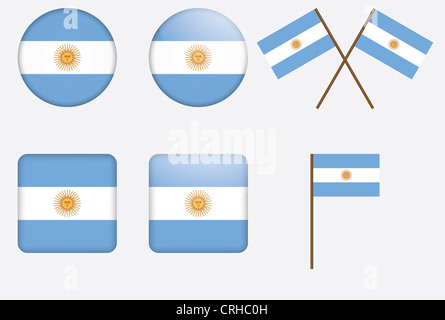 Set di badge con bandiera argentina illustrazione Foto Stock