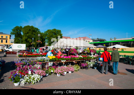 Porvoon kauppatori la piazza principale del mercato Porvoo provincia di Uusimaa Finlandia Europa Foto Stock