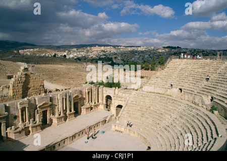 Le rovine del Teatro meridionale dell'antica città di Jerash, Giordania, Jerash Foto Stock