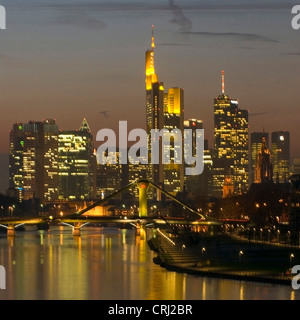 Frankfurt am Main di notte, Germania, Francoforte sul Meno Foto Stock