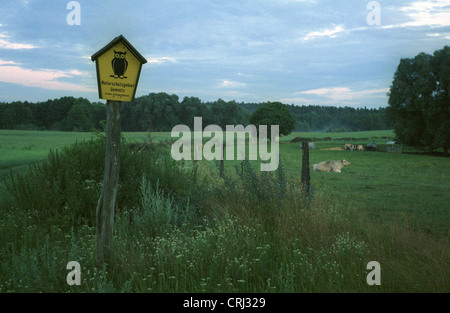 Segno segna l inizio di una zona di conservazione Foto Stock