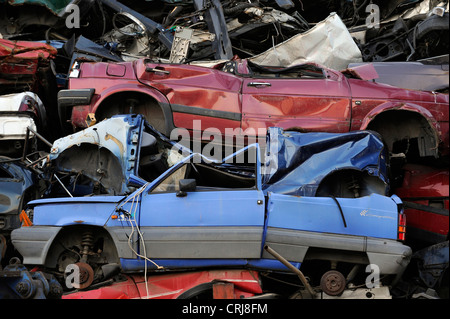 Auto rottamate su un scrapyard Foto Stock