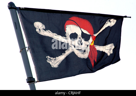 Nero bandiera pirata Foto Stock