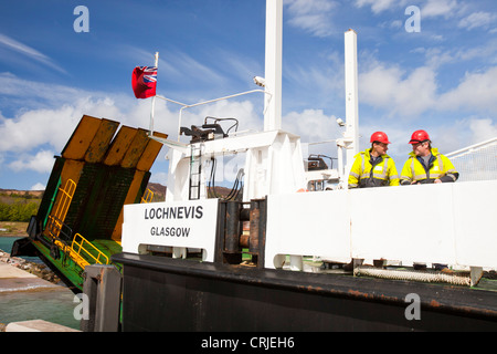 Il Caledonian Macbrayne traghetti, Loch Nevis, i servizi a cui l'isola di Eigg da Mallaig Foto Stock