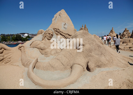 Copenhagen Festival Internazionale delle sculture di sabbia 2012: la scultura di sabbia di Bagrat Stepanayan, Russia. Mammoth tema suoneria. Foto Stock