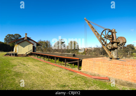 Vecchia linea ferroviaria, Gundagai, Nuovo Galles del Sud, Australia Foto Stock