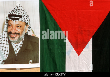 Ritratto del presidente palestinese Yasser Arafat Foto Stock