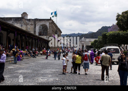Antigua Guatemala in un giorno occupato Foto Stock