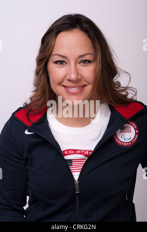 Il Paralympic giocatore di basket Alana Nichols presso il Team USA Media Summit a Dallas, TX in anticipo delle Olimpiadi di Londra 2012. Foto Stock
