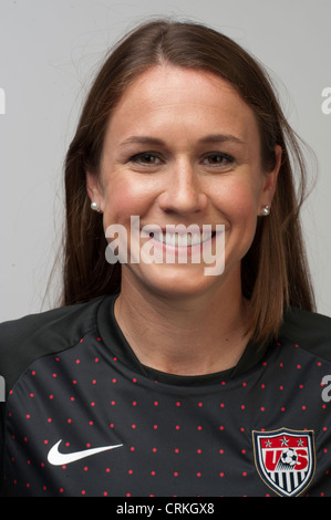 Il Team USA donna star del calcio Heather O'Reilly a USOC Media Summit a Dallas, TX prima ai Giochi Olimpici di Londra Foto Stock