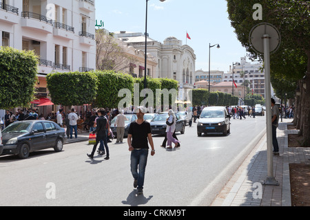 Strada principale Habib Bourguiba a Tunisi capitale della Tunisia Foto Stock