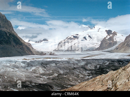 Il ghiacciaio di Aletsch - il più lungo ghiacciaio d'Europa Foto Stock