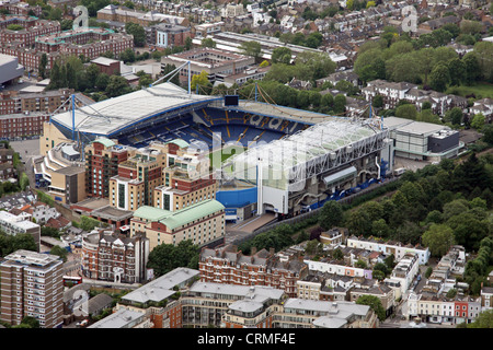 Vista aerea del Chelsea FC football Stadium, Stamford Bridge, London, Regno Unito Foto Stock