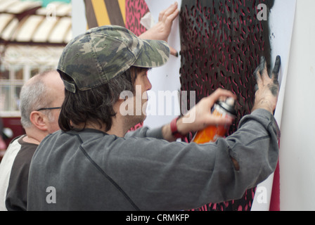 Sabbia, mare e spray 2012. Blackpool, Inghilterra. Foto Stock