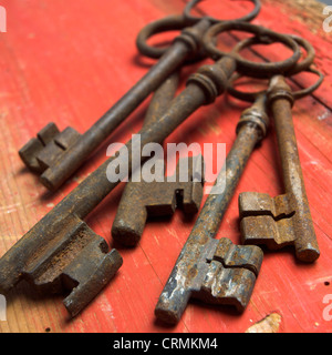 Vecchie chiavi Foto Stock