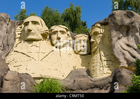 Modello di Lego del monte Rushmore, Miniland, Legoland a Billund, Danimarca Foto Stock