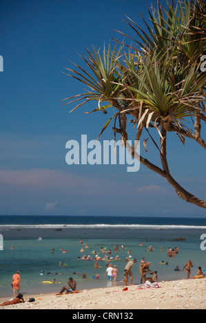 Territorio Francese d'oltremare (aka Francais d'outre mer), Isola di Reunion. Piscina popolare spiaggia della città di St. Pierre. Foto Stock