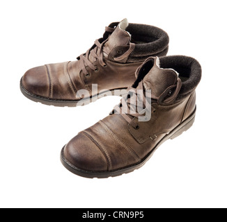 Coppia di pelle marrone scarpe. Foto Stock