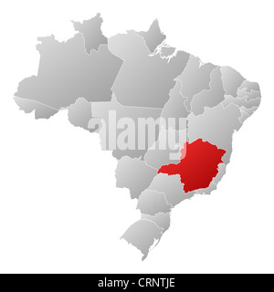 Mappa politica del Brasile con i vari stati dove Minas Gerais è evidenziata. Foto Stock