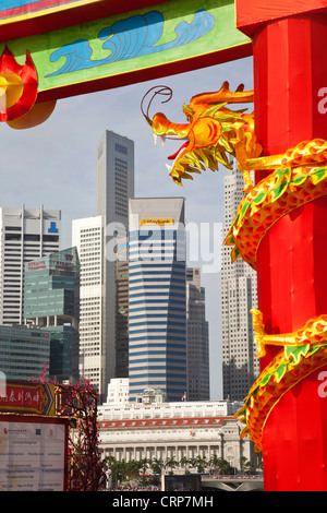 Skyline della città e dal quartiere finanziario di Singapore, Asia sud-orientale, Asia Foto Stock