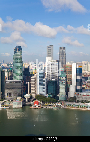 Il Sud Est asiatico, Singapore, veduta aerea Central Singapore e Marina Bay Foto Stock